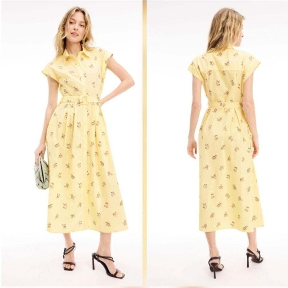 Adam Lippes Belted Poplin Shirt Dress Cotton Collared Sleeveless Size 4